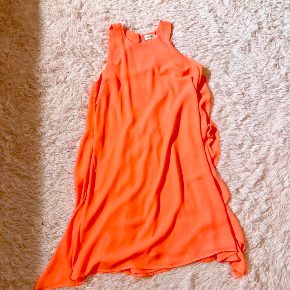 Sugar Lips‎ Neon Orange Ruffle Whimsical Bright Vivid Y2K Open Back Flirty Dress